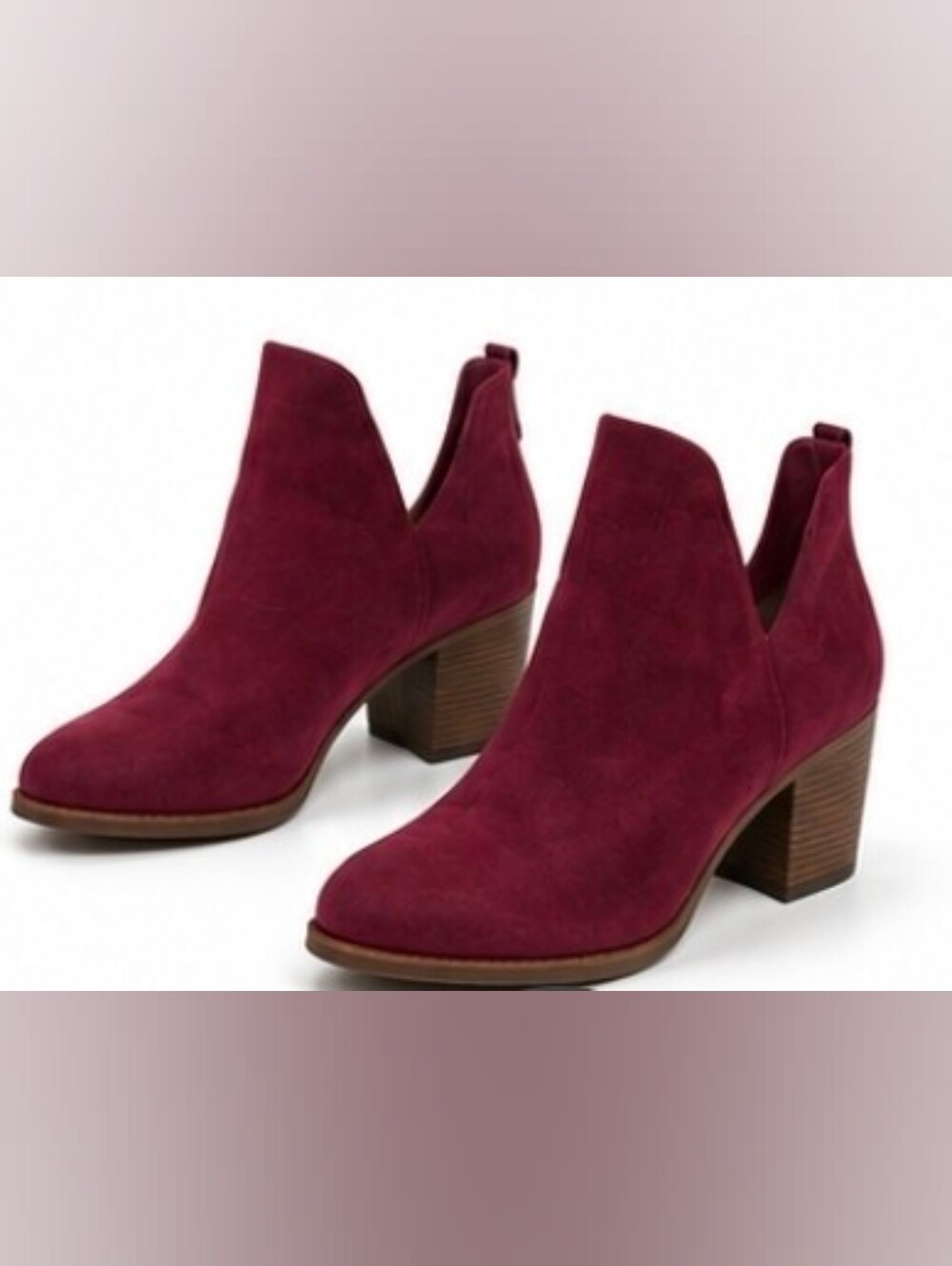 SO Burgundy Suede Ankle Booties